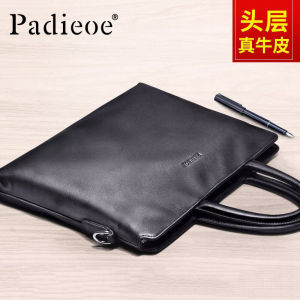 PADIEOE Premium Leather Head Layered Genuine Leather High-End Luxury Handbag Simple Leather Briefcase for Business and Casual Wear Stylish Mens Bag