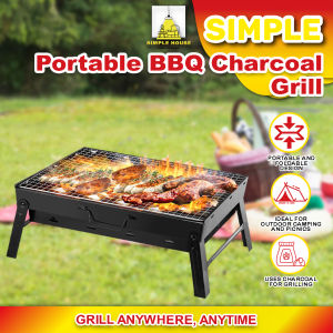 𝗦𝗜𝗠𝗣𝗟𝗘 PORTABLE BBQ Charcoal Grill Portable Foldable Outdoor Camping Picnic / Arang Batu BBQ Grill Pemanggang Arang