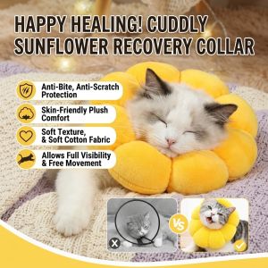 Sunflower Elizabethan Collar Anti Lick Anti Scratch Soft Adjustable Pet Cone Recovery Collar Wound Protection Dog Cat Accessories