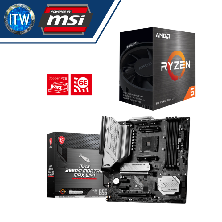 AMD Ryzen 5 5600X Processor with MSI MAG B550M MORTAR MAX WIFI Motherboard Bundle Local Supplier Warranty 3 Years Warranty - Lazada | Lazada PH AMD Ryzen 5 5600X Processor with MSI MAG B550M MORTAR MAX WIFI Motherboard Bundle Local Supplier Warranty 3 Years Warranty - Lazada | Lazada PH