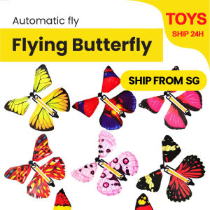 10 Pieces Kids Toy Magic Toys Fairy Flying Butterfly Rubber Band Powered Wind up Butterfly Toy for Kids Gift Fun Gift School Teaching Tools