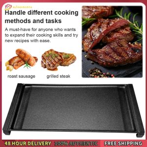 Winnereco 19.3 X 9.1inches Iron Griddle Pan Rectangular Flat Griddle with Flat Surface Top Griddle Induction Compatible