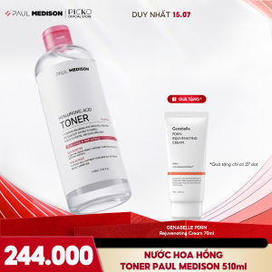 Nước hoa hồng Paul Medison Toner 510ml - từ thương hiệu da liễu hàng đầu Hàn Quốc cấp ẩm làm dịu da