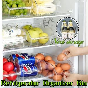 Refrigerator Organizer Bin PET Food Storage Basket Transparent Multipurpose Refrigerator Fruit Vegetable Organizer