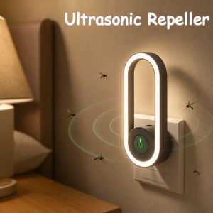 Home&Life.8 Ultrasonic Mosquito Repellent Night Light Plug In LED Warm Light Auto Sensor Home Bedroom
