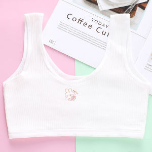 KUCHAR Baby Bra for Girls Plain Color Cotton Underwear 8-12Y Development Period Vest Training Bras