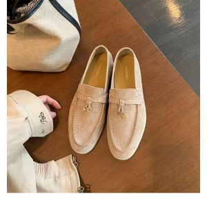 Free Shipping Soft Leather Version~Retro Gold Buckle Flat Loafers For Women 2026 New Versatile Casual Slip-On Shoes