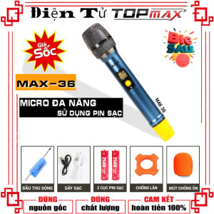 Micro Không Dây Karaoke Max 36 Pin Sạc Mẫu Mới 2021 Màn Hình LED Chống Hú Tốt Hát Nhẹ Sóng Mạnh Bảo Hành 24 Tháng -