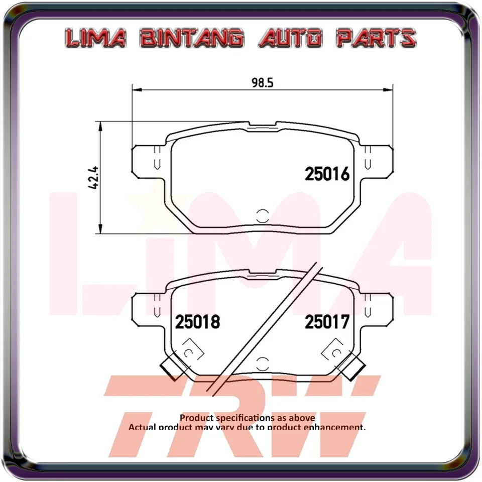 Trw Tpc1423 Disc Brake Pad Set For Toyota Prius 2010 2018 And Other Applications Rear