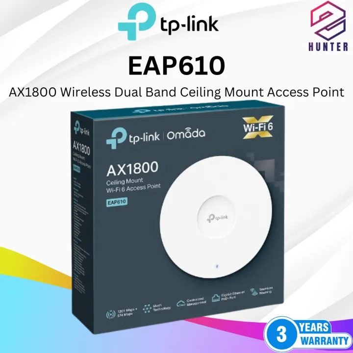 TP-Link EAP610 AX1800 Wireless Dual Band Ceiling Mount Access Point