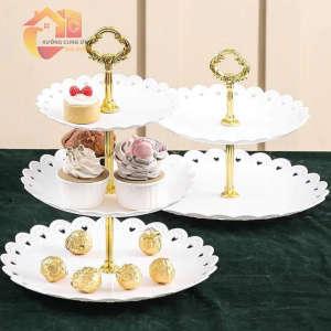 Khay đựng mứt 3 tầng hàng Tết khay bánh kẹo nhiều ngăn trang trí bàn khách tiện lợi