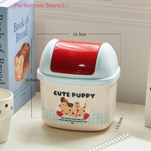 🎀Perfection Store1🎀 Lovely Small Desktop Trash Can with Lid Mini Creative Basket Dorm Desk Storage Stylish Space Saving Practical Home Bedroom Use