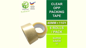 CLEAR / BROWN (non-opaque) OPP Packing Tape 48mm x 110y (Random thickness)(6 ROLLS)
