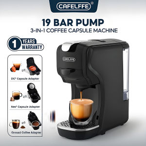 Cafelffe เครื่องชงกาแฟ3 In 1หลายแคปซูลเครื่องชงกาแฟร้อน/ชงเย็น19บาร์เครื่องทำกาแฟในบ้านเล็กเข้ากันได้กับ Nespresso/ดอลซ์กัสโตแคปซูลและกาแฟบด
