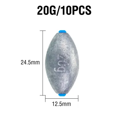 10Pcs Fishing Sinkers Olive Shape Fishing Accessories 5G/7G/10G/15G/20G/30G Fishing Lead Weight Plastic Core For Long Casting