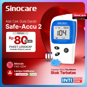 SINOCARE - Alat Cek Gula Darah SAFE ACCU 2 | Set Lengkap Cek Diabetes Instant