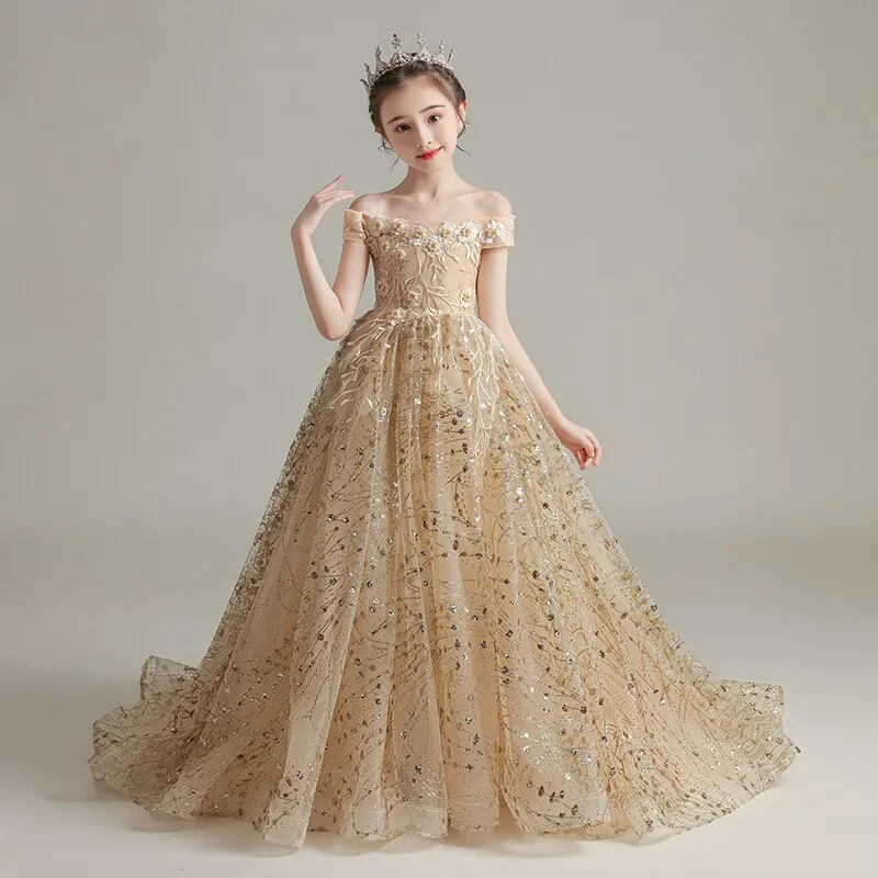 Off shoulder gown for cheap kids