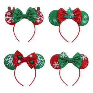 Christmas Headband Sparkling Sequins Hairband Light Weight Comfortable Headpiece For Women Girl Festival Celebration