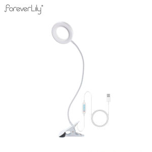 foreverlily 360° Rotation 5X Magnifying Glass Desk Lamp Flexible Adjustable Magnifier Reading Lamp 3 Color LED Light USB For Nail Art/Repair/Table Lamp/Skincare Beauty
