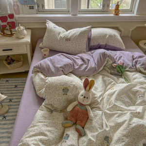 Korea Style Quilt Cover Flower Printed Washed Cotton Duvet Cover Single/Queen/King Comforter Cover