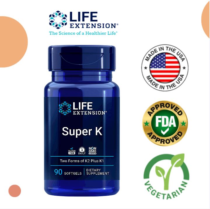 life extension glutathione ร ว ว Super K วิตามิน K สูตรรวม 90 Softgels อาหารเสริมวิตามิน K สนับสนุนสุขภาพกระดูกและการแข็งตัวของเลือดตามปกติ Size:3EA skin whitening routine supplement Immune IV Therapy &