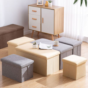 Multifunctional Household Storage Stool Fashion Chair Living Room Ottoman Padded Stools Home Furniture Solid Color Sofa Chair Storage Stool Box Organizer