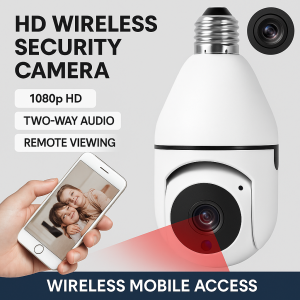 HD Wireless Night Vision Bulb Security Camera Waterproof Auto Tracking Human Detection Camera