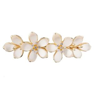 Sparkling Rhinestones Floral Hair Clip With Spring Mechanism For Women Girls Hairpin Party Wedding Updos Secure Grip
