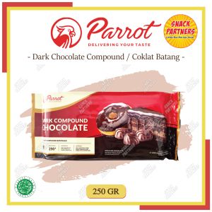 PARROT Dark Chocolate Compound 250 500 GR / 1 KG - Coklat Choco Batang Leleh Hitam DCC - Banjarmasin 250GR 500GR 1KG