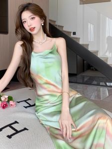 korean halter off shoulder beige dress for women summer midi floral dress for woman evening formal elegant body fit dress