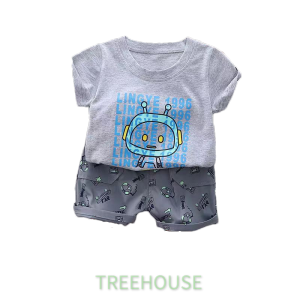 TREEHOUSE baby clothes for boys Fashion casual cotton short-sleeved top + shorts two-piece summer boys suit