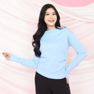 Yoenik Apparel Dohwa Tops Sabrina Longsleeve Knit Top Atasan Wanita Korean Style Kekinian
