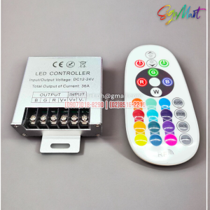 RGB Controller 24 Key RF Remote DC12V-24V Max Load For LED Striplight and Modules 36A Aluminum Shell