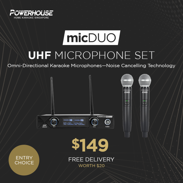 SG Seller Powerhouse micDUO Home Karaoke Wireless Microphone Set