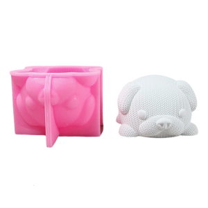3D Crochet silicon hình chó khuôn mẫu cho xà phòng kẹo khuôn sô cô la thạch cao Silicone khuôn mẫu cho trang trí nội thất