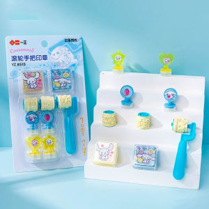 Christmas Gift Halloween Hot Sanrio Kawaii Roller Handle Seal Hello Kitty Cartoon Child Medal Toy Kuromi Cartoon Ink Pad Suit Small Gift Wholesale new