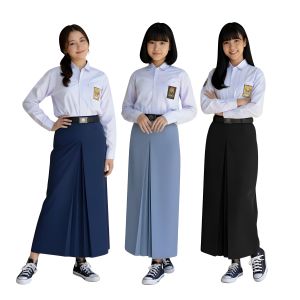 Rok Sekolah Span Belah Satu Panjang Bahan High Twis SMP/SMA By Khoistore