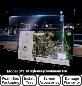 Touch Screen Protector for Tesla Model 3 Y 15 Inch Center Control Screen Glass Film Tempered Glass Navigation Protection