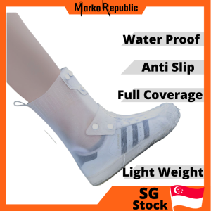 High Cut Water Proof Rain Shoe Cover Thick Sole Anti Slip Reusable Soft Silicone Elastic Motorcycle Hiking Rain Boot