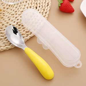[HCM] Muỗng ăn dặm cho bé bằng thép không gỉ 4 màu dễ thương 14.7x3cm- Joyee