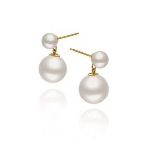 Classic Dual Pearl Earrings Studs Earrings 18K Gold Plated • 316L Stainless Titanium Steel Waterproof Non-Tarnish Hypoallergenic Fashion Earring For Women  ER397