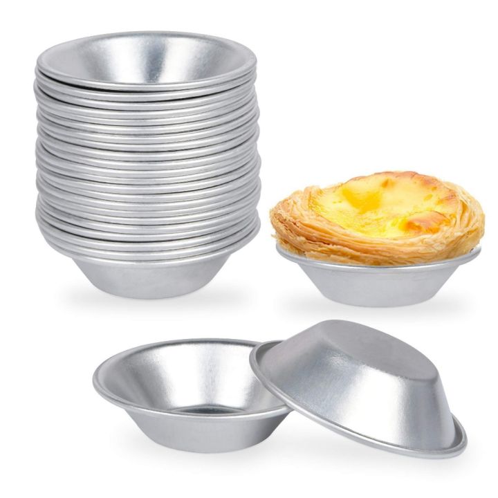Pcs Egg Tart Molds, Tartlets Dessert Mold Pans Tiny Pie Tin Puto Cup  Bakeware Muffin Cupcake Cake Cookie Mold Baking Tool, Aluminum Round  Reusable