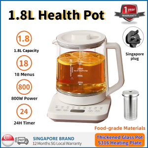 【Ready Stock in SG】1.8L Electric Health Teapot/18 Menus / Glass Kettle/800W High Power/Multifunction Kettle/With filter 养生壶