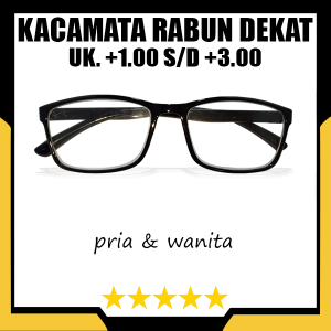 COD Kacamata Lensa Plus Pria dan Wanita Frame Hitam Kotak Untuk Baca Jarak Dekat +1.00 sampai +3.00