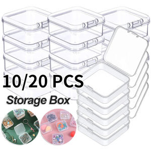 10/20PCS Square Clamshell Transparent Storage Box - Dustproof Plastic Jewelry Box - Beads Earrings Containers