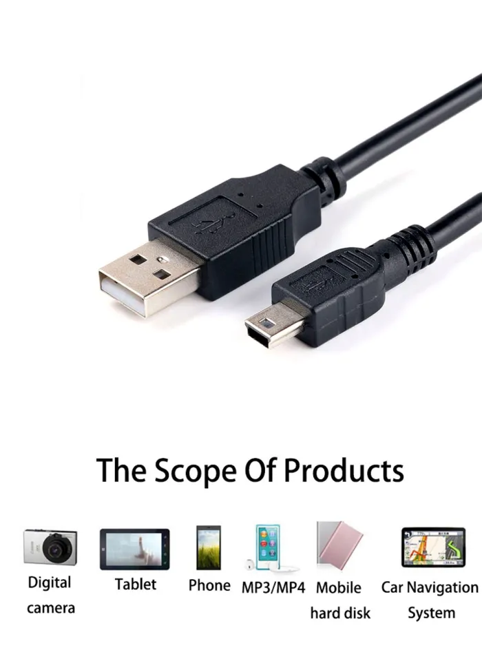 thumbnail image 2 of USB 2.0 A Male To Mini B 5-Pin Cable – Data & Power – For Camera, MP3, Laptop 2 of 4