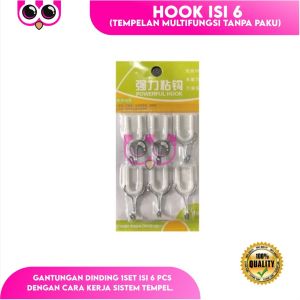 HOOK ISI 6 / TEMPELAN MULTIFUNGSI TANPA PAKU / GANTUNGAN SERBAGUNA