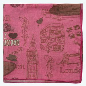 Printed London City Muslim Hijab Veils Square / Tudung Bawal Cotton Bidang 45 inches Selesa & Senang Bentuk TUDUNG LONDON