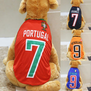 [In Stock] 1pc Pet Summer Mesh Vest Football Sport Shirt Letter Print Fabric Stitching World Cup Jersey Clothes for Large Medium Dogs
