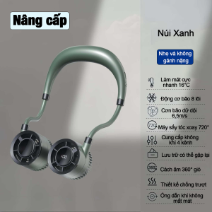 【 Bảo hành 3 năm 】 Quạt đeo cổ 4 tốc độ Có thể gập lại OLED Màn hình hiển thị công suất/tốc độ gió Neck fan 16 Giờ
